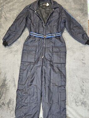 Vintage Sears Sports Center Snowmobile Suit Size Large Snow Suit Ski Black